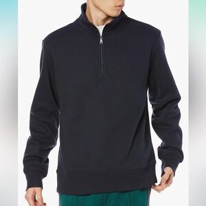 NWT Amazon Essentials Long-sleeve Navy Quarter-zip Fleece Sweatshirt, Size XXL